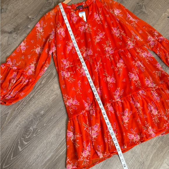 Vince Camuto Orange Floral Women's Dress-Size L- NWT - Picture 10 of 15